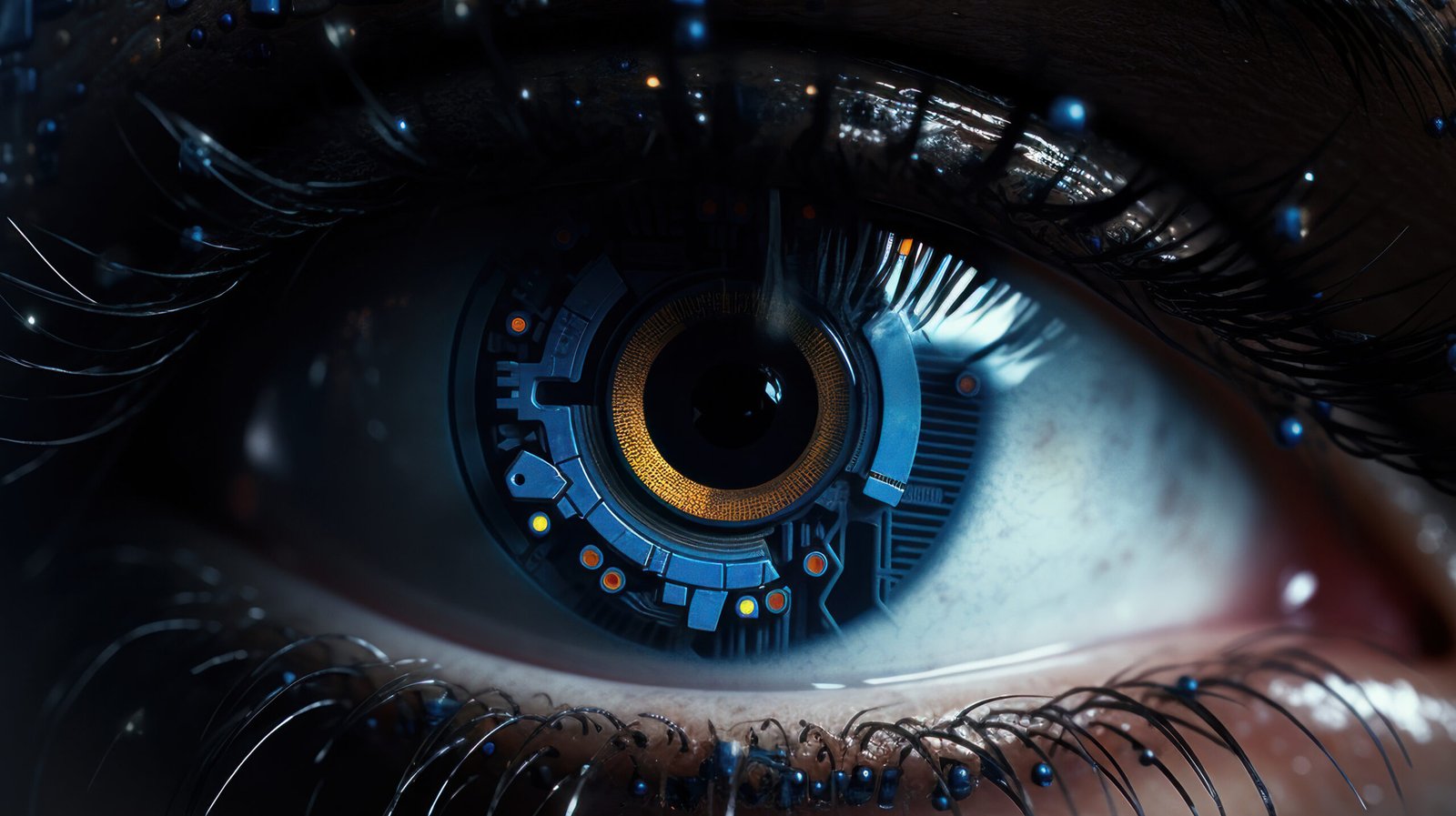 A Two-Dimensional Image of a Woman’s Eye with the Reflection o